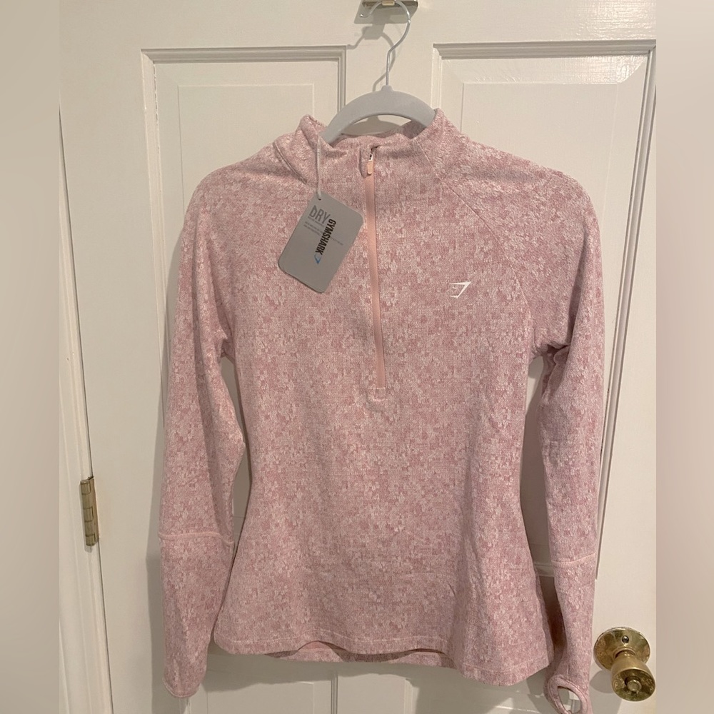 Gymshark Fleur Pink 1/4 Zip Dusty Pink Marl